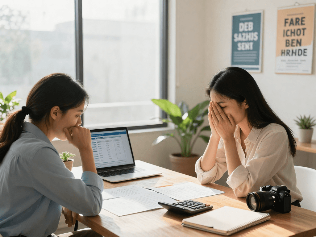 Financial counseling session at https://credit-consolidation.ca/ showing counselor assisting a client with debt solutions.