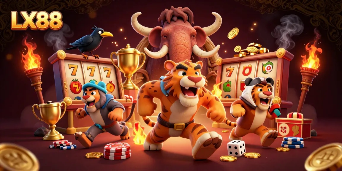 Experience the excitement of LX88 with thrilling casino action featuring our caveman and sabertooth tiger duo.