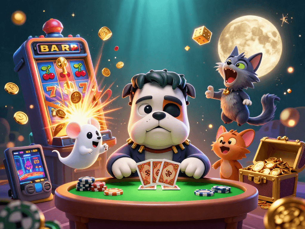 Join U888’s thrilling card games with a whimsical Frankenstein bulldog and ghost mouse!