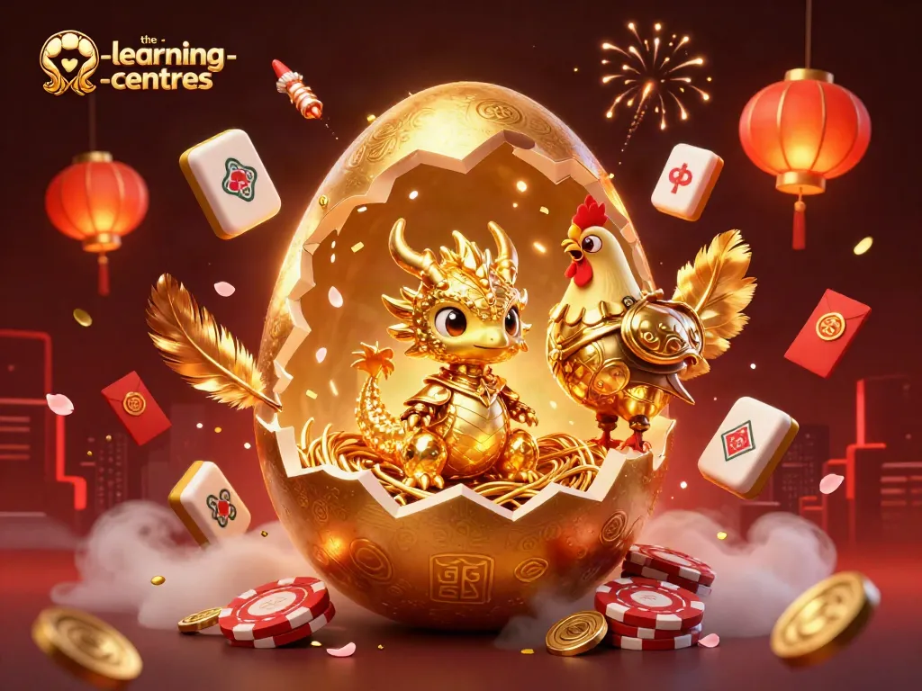 Engage in exciting gaming moments at the learning centres with a golden dragon revealing poker chips.