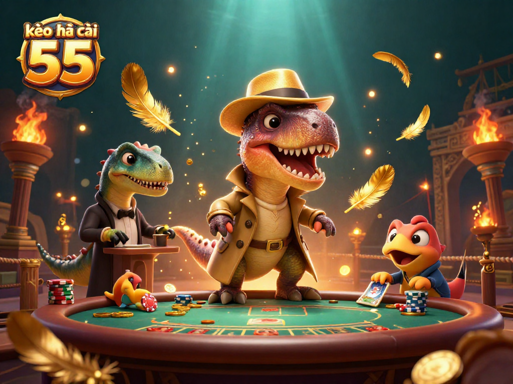 Experience excitement at kèo nhà cái 55 with a cunning velociraptor card counter at the blackjack table.