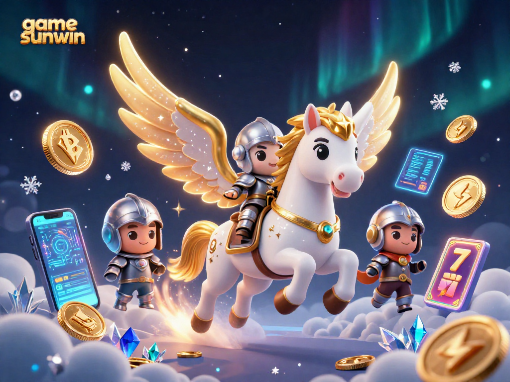 Experience the thrill of game sunwin with vibrant 3D characters and crypto elements in a dynamic casino scene.