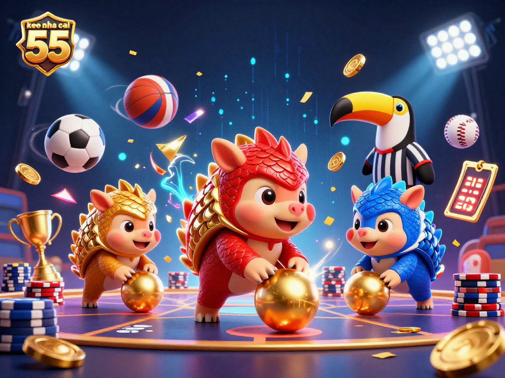 Experience the thrill of keo nha cai 55 with a thrilling bowling match featuring colorful pangolins.
