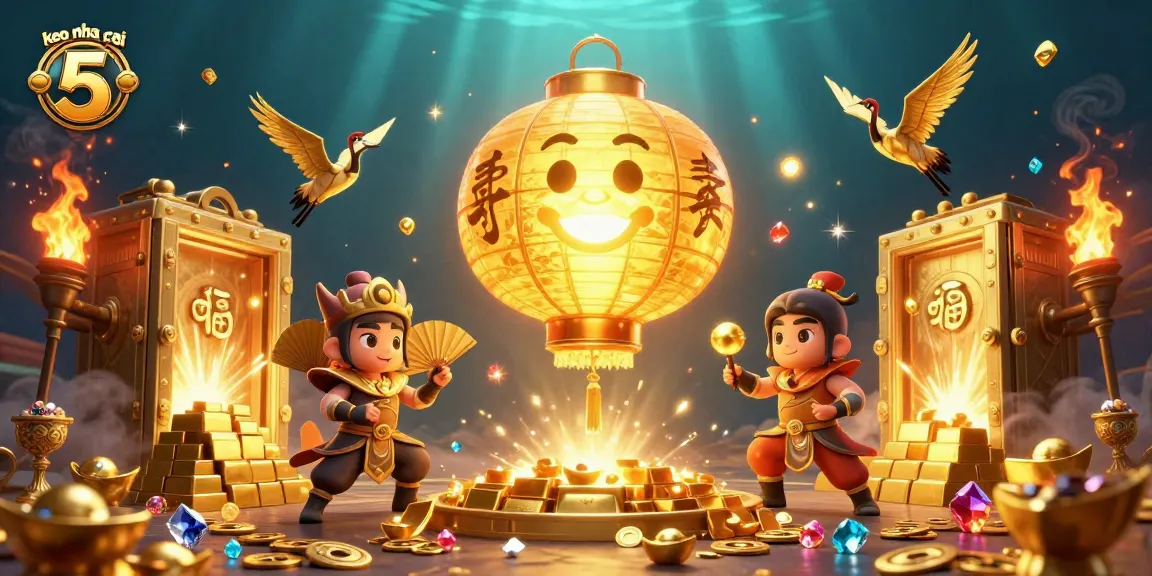 Engage with keo nha cai 5 through a vibrant, 3D casino scene showcasing luck and fortune elements.