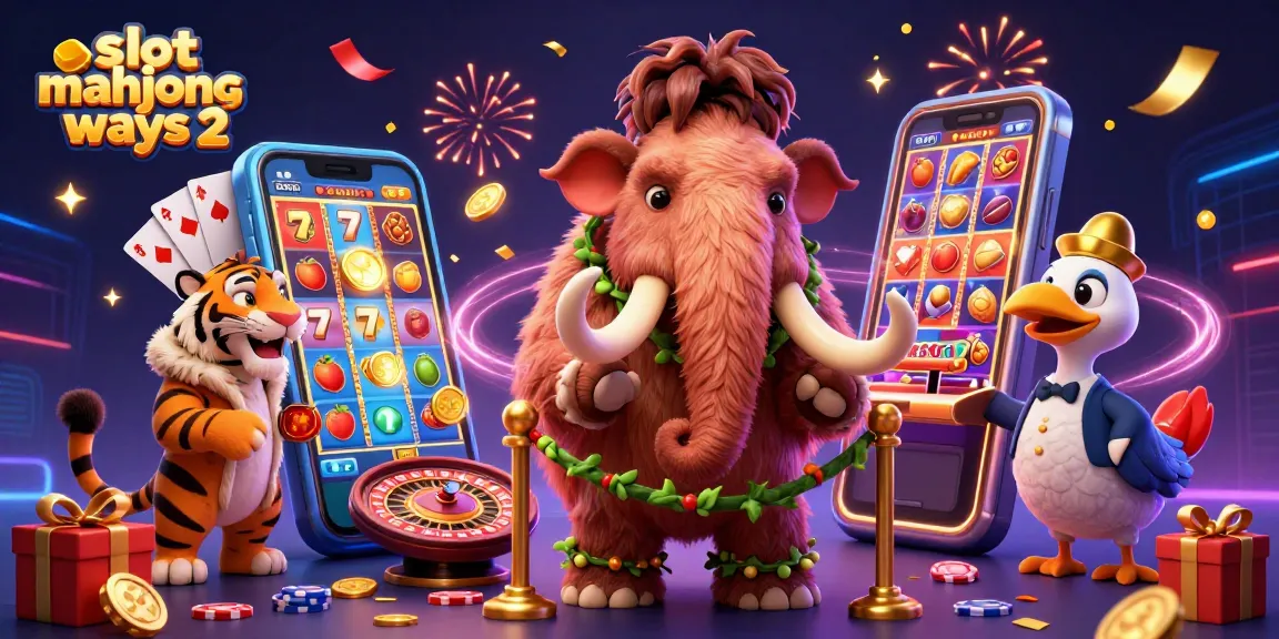 Engage with slot mahjong ways 2 in a vibrant casino with furry characters and dynamic gaming elements.