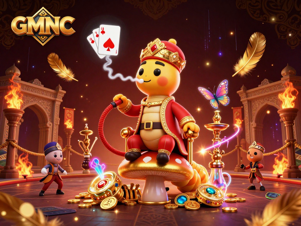 Experience GMNC with vibrant 3D casino illustration showcasing poker symbols and golden coins.