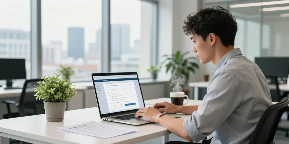 Buy .uk domain with UKName in a modern workspace focus.