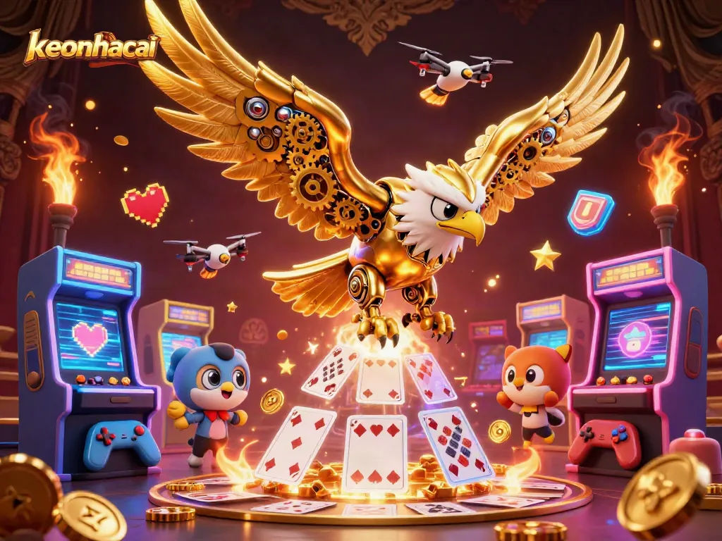 Engage with the keonhacai experience through an eye-catching 3D digital casino illustration.