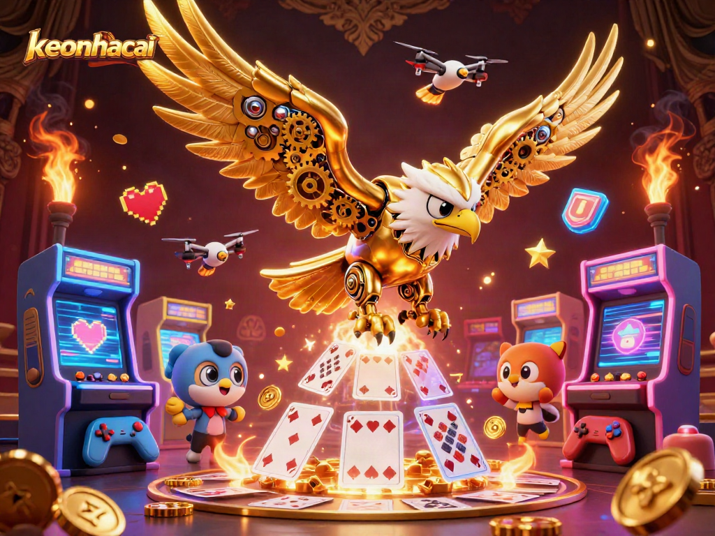 Engage with the keonhacai experience through an eye-catching 3D digital casino illustration.
