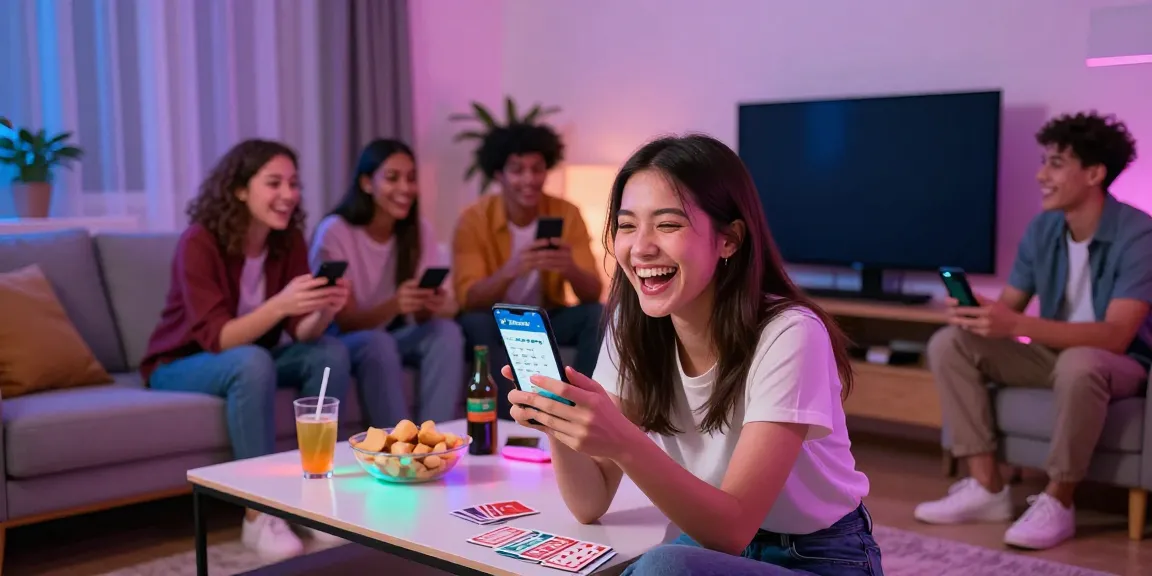 Dewatogel game night with friends enjoying an engaging online Togel experience at home.