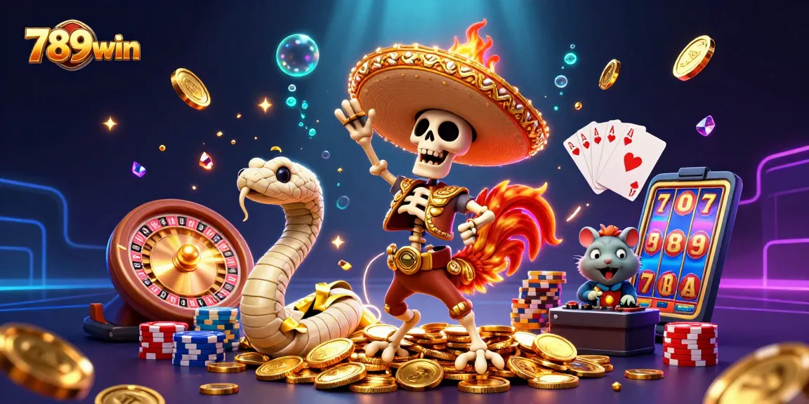 Experience the thrill of 789win with vibrant characters celebrating over cascading gold coins in a casino
